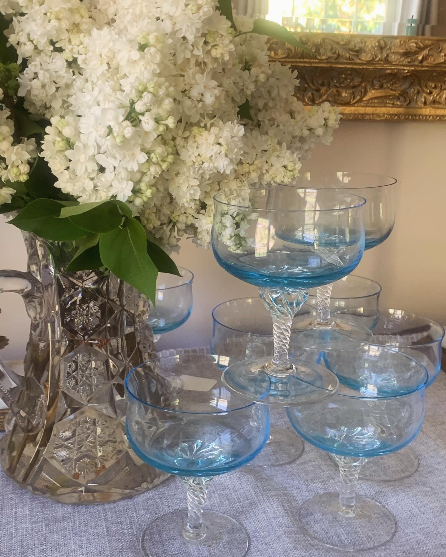 Bleu Vintage Coupe Glass set