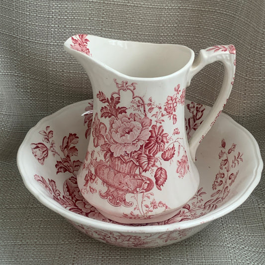 “Charlotte” Vintage Pitcher & Bowl Set by Alfred Meakin