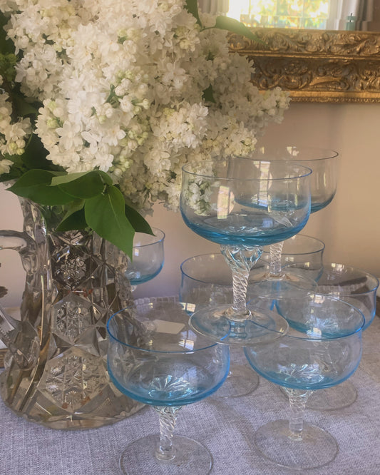 Bleu Vintage Coupe Glass set