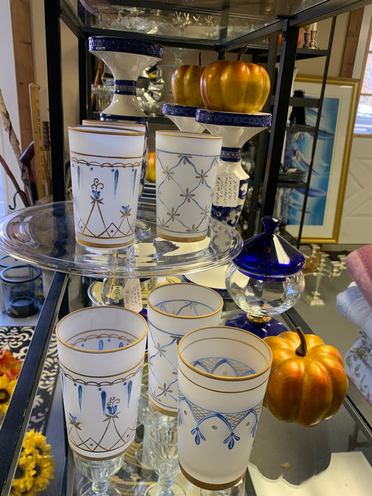 French Antique Handpainted Glass set (6)